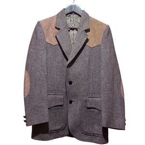 Vintage Pendleton Blazer Mens 38 Brown Wool Coat Jacket Elbow Patches USA Made